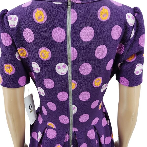 LuLaRoe Purple Polka Dot Ameilia Jack Skellington Dress Medium NWT - Picture 5 of 13